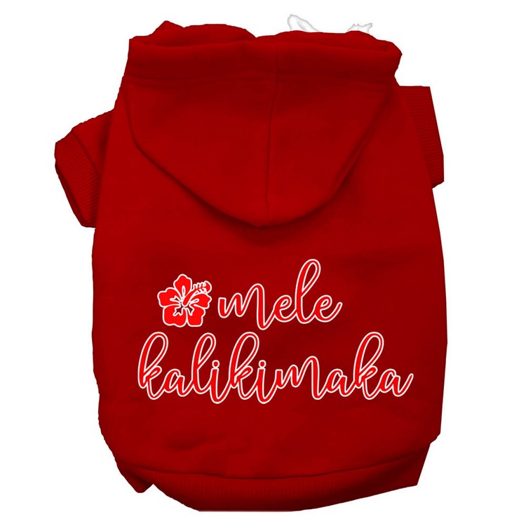 Mele Kalikimaka Screen Print Dog Hoodie Red XS